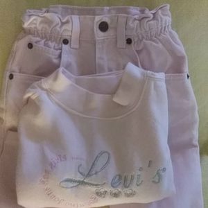 Levi pink jeans 3T w size 5 sweatshirt . I bought shirt  big to layer